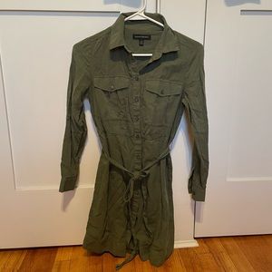 Banana Republic olive green button down dress